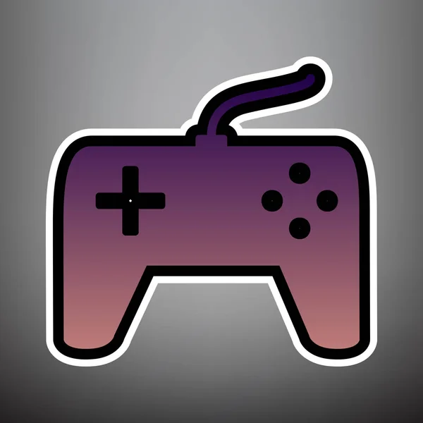 Signo simple joystick. Vector. Icono de degradado violeta con negro y — Vector de stock