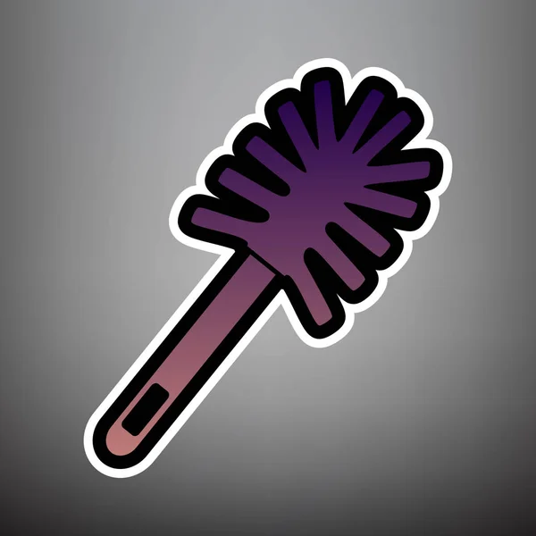 Toilet brush doodle. Vector. Violet gradient icon with black and — Stock Vector
