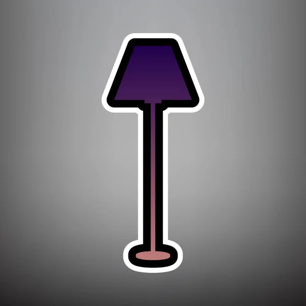 Lámpara simple signo. Vector. Icono de degradado violeta con negro y wh — Archivo Imágenes Vectoriales