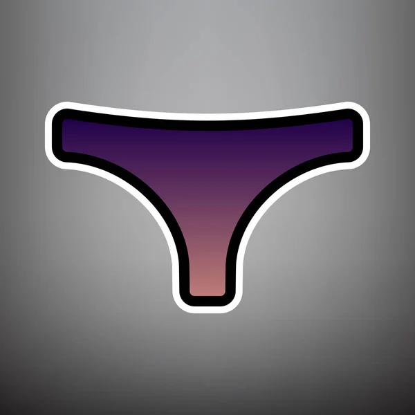 Womens panties sign. Vector. Violet gradient icon with black an — Stock Vector