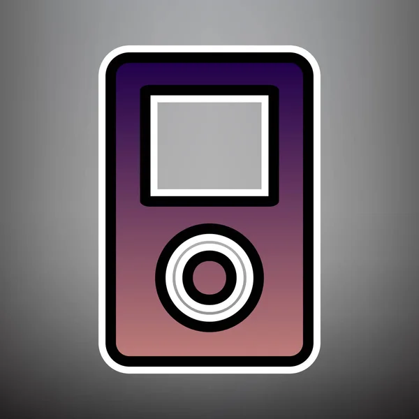 Tragbares Musikgerät. Vektor. violettes Gradienten-Symbol mit schwarzem a — Stockvektor