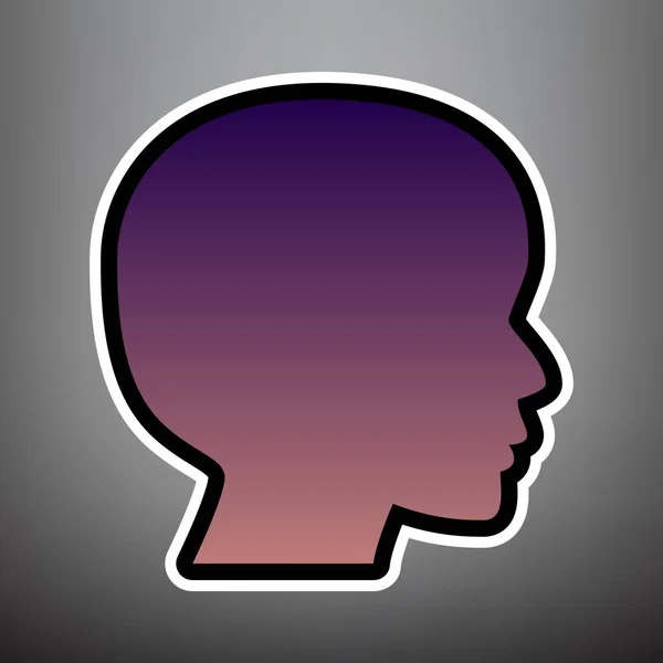 People head sign. Vector. Violet gradient icon with black and wh — Stock Vector