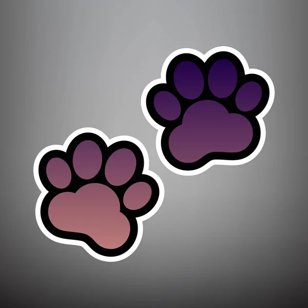 Animal Tracks sign. Vector. Violet gradient icon with black and — Stock Vector
