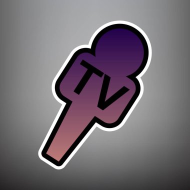 TV mikrofon işaret illüstrasyon. Vektör. Menekşe degrade simgesi kablosuz