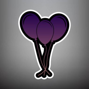 Balon işareti ayarlayın. Vektör. Menekşe degrade simge siyah ve w