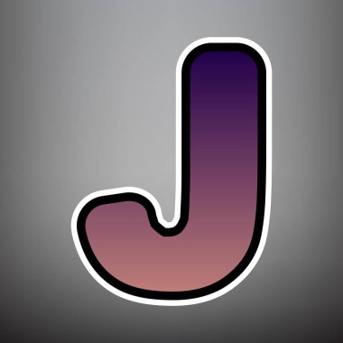 J harfi işareti şablon öğesi tasarım. Vektör. Menekşe degrade ben