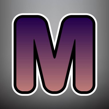 Harf M işareti şablon öğesi tasarım. Vektör. Menekşe degrade ben