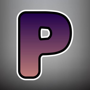 P harfi işareti şablon öğesi tasarım. Vektör. Menekşe degrade ben