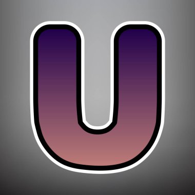 U harfi işareti şablon öğesi tasarım. Vektör. Menekşe degrade ben