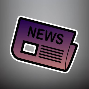 Gazete işareti. Vektör. Siyah ve beyaz menekşe degrade simgesiyle