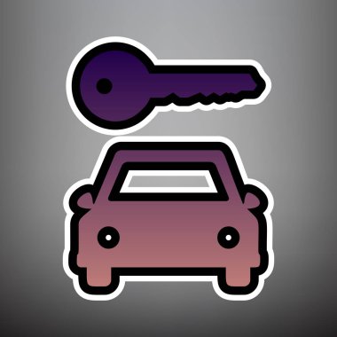 Araba anahtar basit işareti. Vektör. Siyah menekşe degrade simgesi