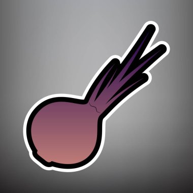 Soğan işareti. Salata madde. Sağlıklı sebze. Vektör. Menekşe 