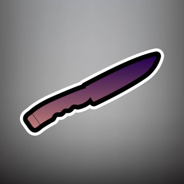 Bıçak işareti. Vektör. Siyah ve beyaz li ile menekşe degrade simgesi