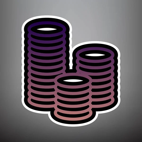 Illustration de signe d'argent. Vecteur. Icône dégradée violette avec noir — Image vectorielle
