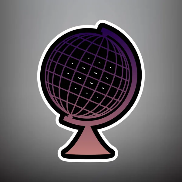 Sinal do Globo da Terra. Vector. Ícone de gradiente violeta com preto e wh — Vetor de Stock