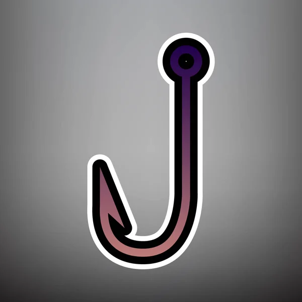 釣りフック サイン イラスト。ベクトル。紫のグラデーション アイコン ウィット — ストックベクタ