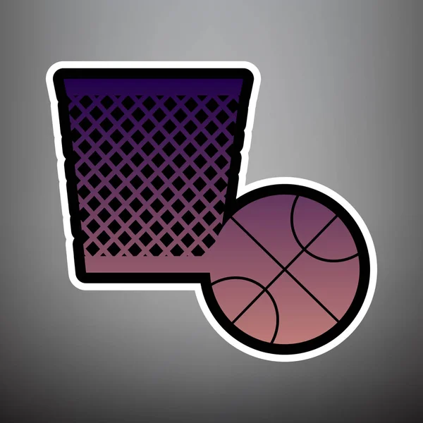 Illustration de panneau poubelle. Vecteur. Icône dégradée violette avec noir — Image vectorielle