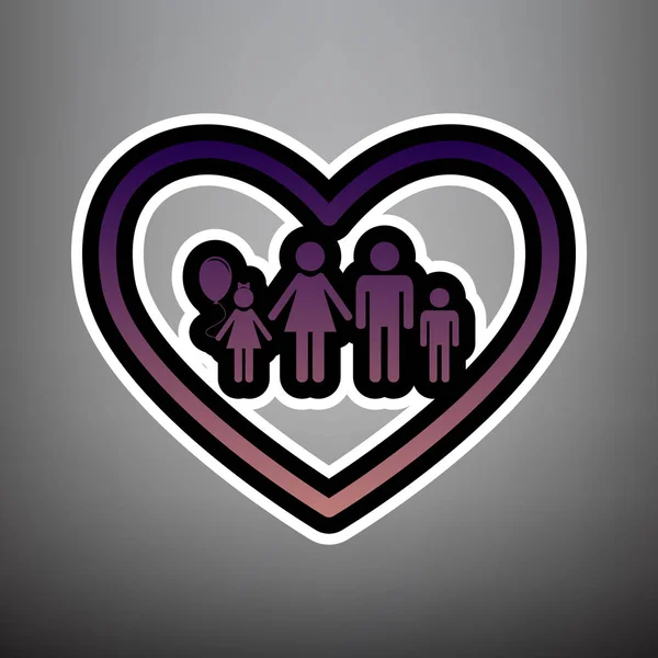 家庭标志例证在心脏形状。向量。紫色渐变 — 图库矢量图片