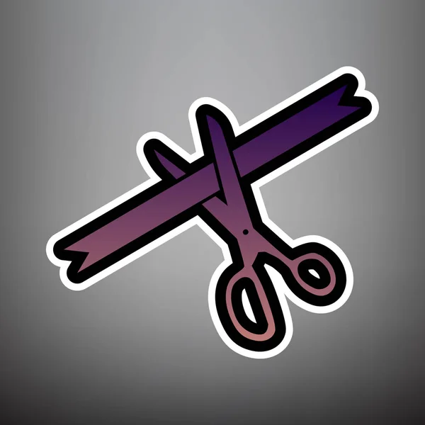 Ceremonie lint knippen teken. Vector. Violet kleurovergang pictogram met zwart — Stockvector