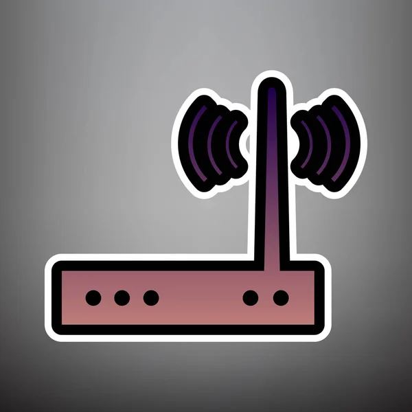 Sinal de modem Wifi. Vector. Ícone de gradiente violeta com preto e whi — Vetor de Stock