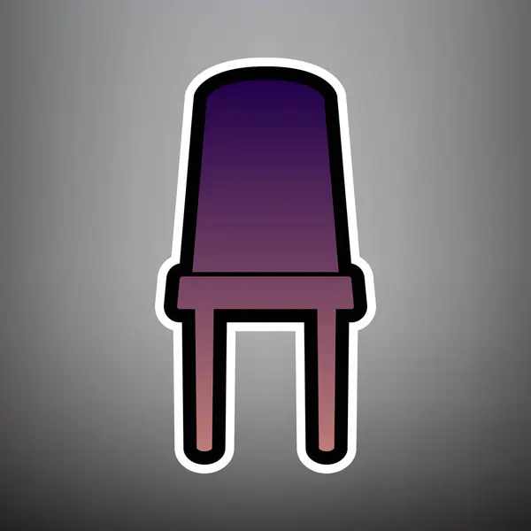 Office chair sign. Vector. Violet gradient icon with black and w — Stock Vector