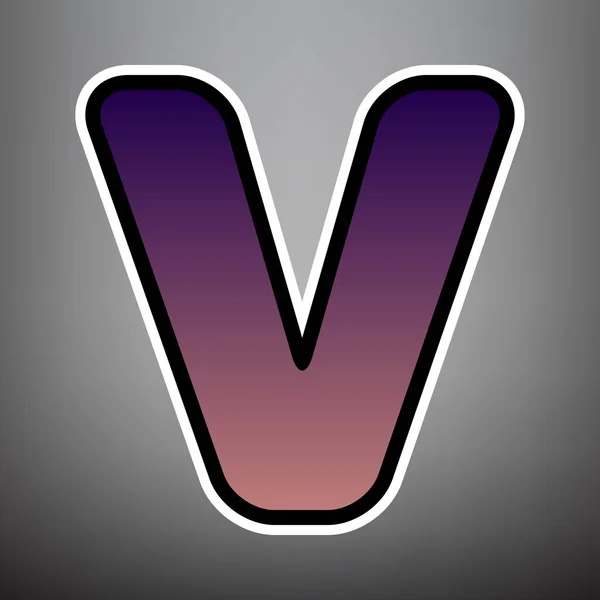 Элемент шаблона оформления знака буквы V. Вектор. Фиолетовый градиент i — стоковый вектор