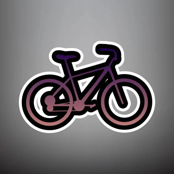Bicicleta, sinal de bicicleta. Vector. ícone gradiente violeta com preto e — Vetor de Stock