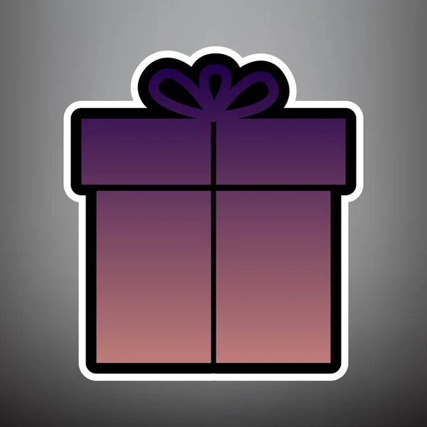 Signo de regalo. Vector. Icono de degradado violeta con lin blanco y negro — Vector de stock