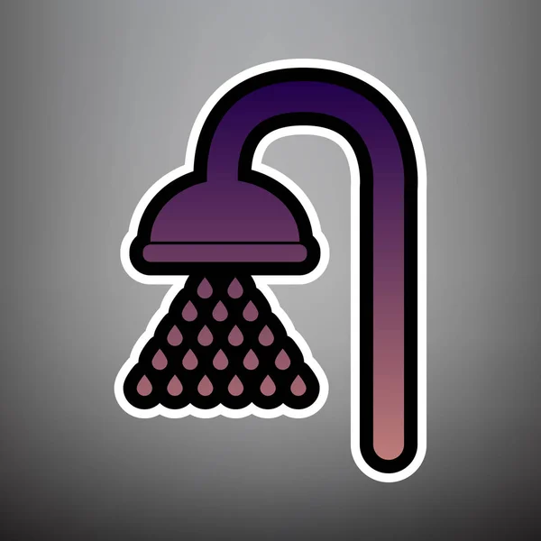 Shower sign. Vector. Violet gradient icon with black and white l — Stock Vector