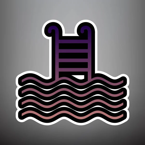 Letrero de piscina. Vector. Icono de degradado violeta con negro y — Archivo Imágenes Vectoriales