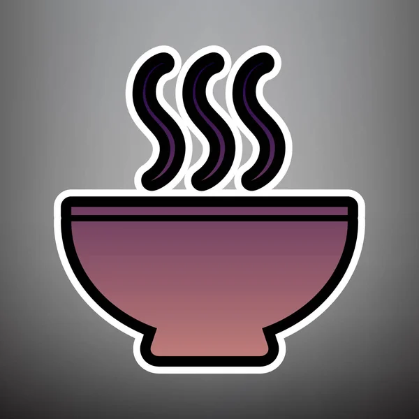 Signo de sopa. Vector. Icono de degradado violeta con lin blanco y negro — Archivo Imágenes Vectoriales