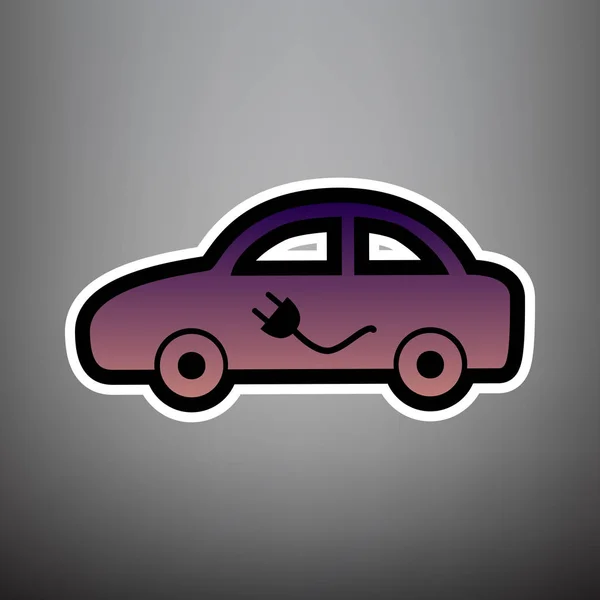 Señal de coche eléctrico. Vector. Gradiente violeta icono con negro y w — Vector de stock