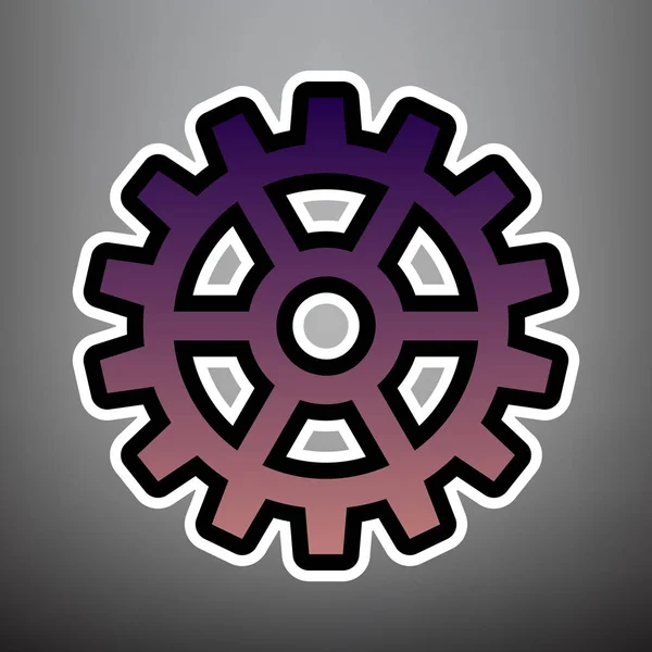 Signe d'engrenage. Vecteur. Icône dégradée violette avec lin noir et blanc — Image vectorielle