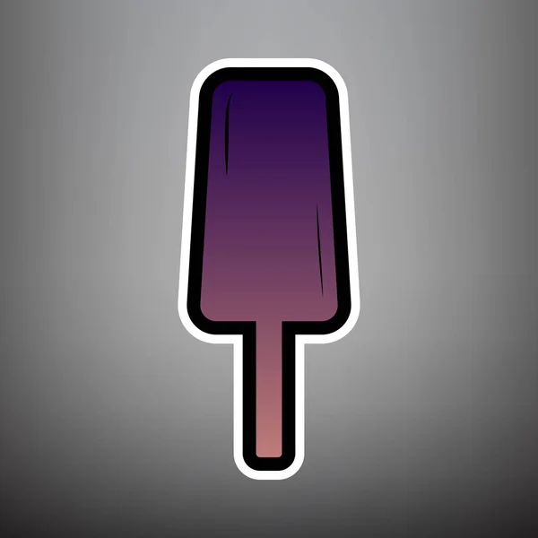 Panneau Glace Vecteur Icône Dégradée Violette Avec Bords Linéaires Noirs — Image vectorielle