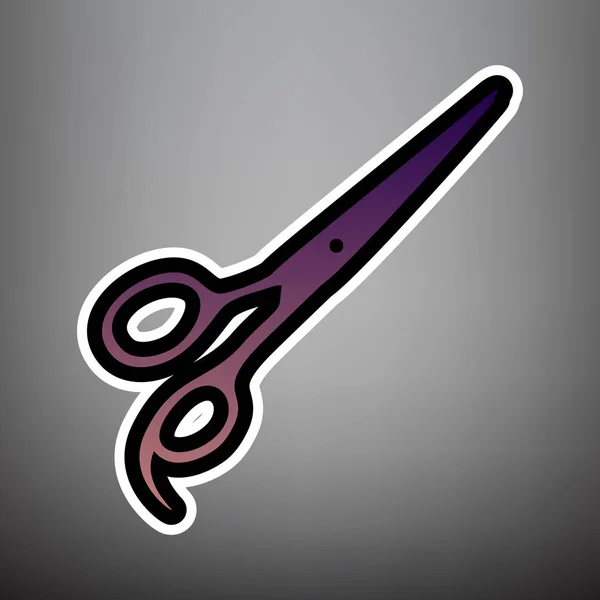 Ciseaux de coupe de cheveux signe. Vecteur. Icône dégradée violette avec bl — Image vectorielle