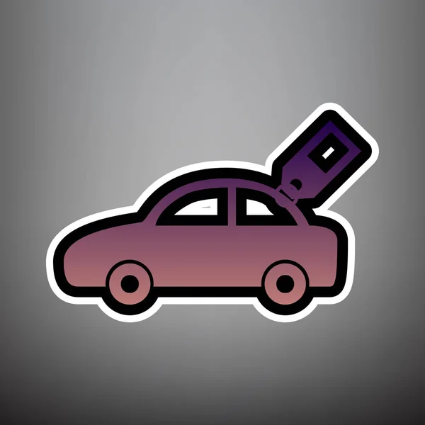 Panneau de voiture avec étiquette. Vecteur. Icône dégradée violette avec noir et w — Image vectorielle