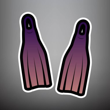 Dalış paletleri işareti. Vektör. Menekşe degrade simge siyah bir