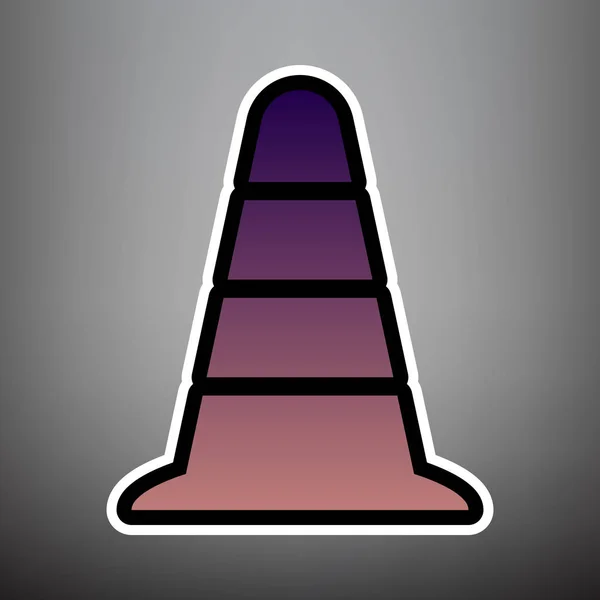 Icono de cono de tráfico vial. Vector. Icono de degradado violeta con negro — Archivo Imágenes Vectoriales