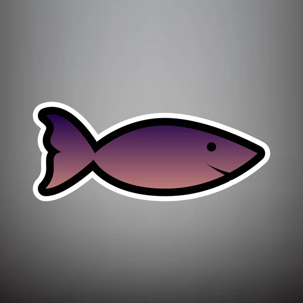 Ilustração do sinal de peixe. Vector. Ícone de gradiente violeta com preto — Vetor de Stock