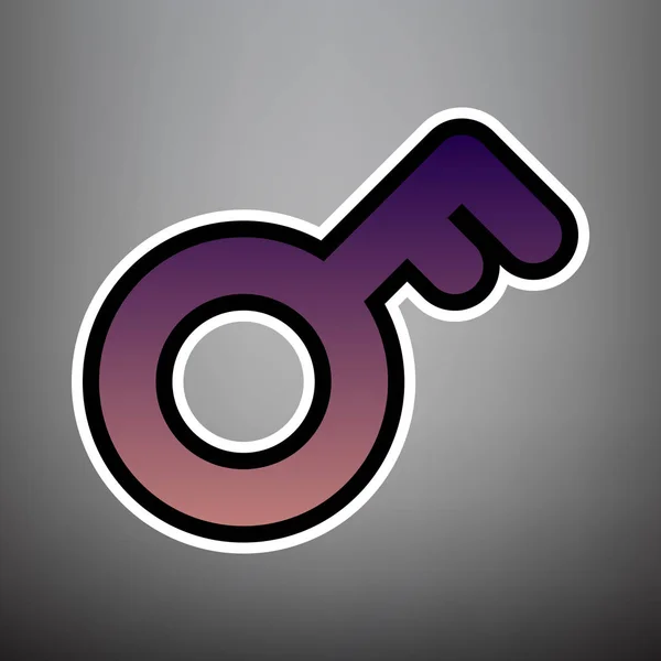 Señal clave. Vector. Icono de degradado violeta con línea en blanco y negro — Vector de stock