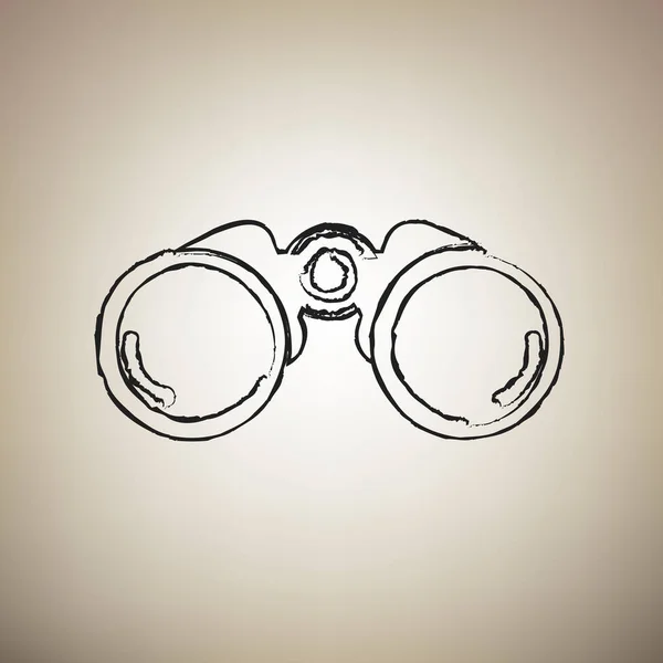 Ilustración de signos binoculares. Vector. Cepillo dibujado icono negro en — Archivo Imágenes Vectoriales