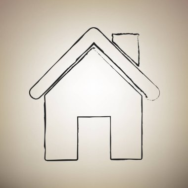 Ev siluet çizimi. Vektör. Fırça defterlerimiz siyah simgesini