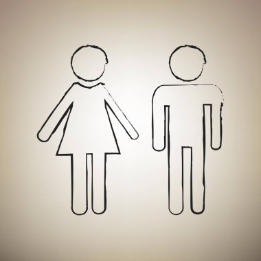 Erkek ve dişi işareti. Vektör. Fırça defterlerimiz siyah kutsal kişilerin resmi vasıl hafif b