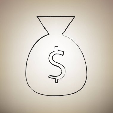 Para çantası işareti illüstrasyon. Vektör. Fırça defterlerimiz siyah simgesini 