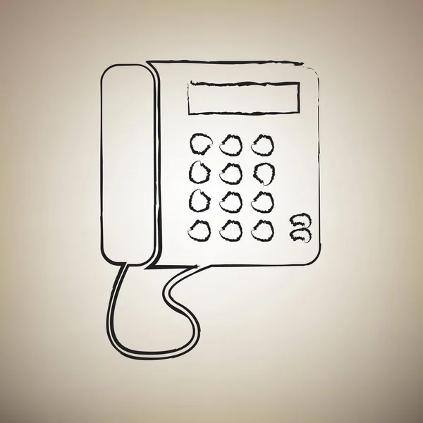 Comunicação ou sinal de telefone. Vector. Escova desenhado ícone preto em —  Vetores de Stock
