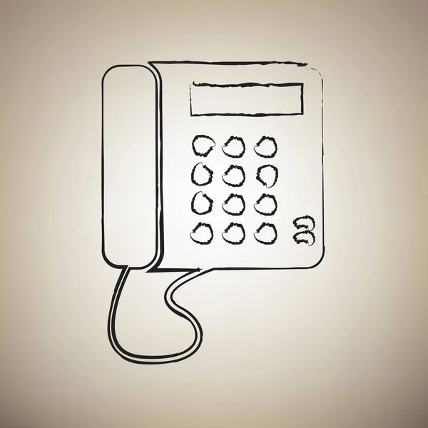 Señal de comunicación o teléfono. Vector. Cepillo dibujado icono negro en — Vector de stock