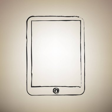 Bilgisayar tablet işareti. Vektör. Fırça defterlerimiz siyah kutsal kişilerin resmi vasıl hafif b