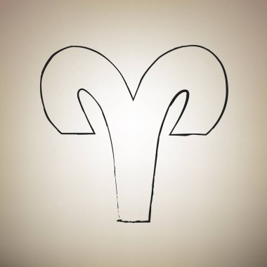 Koç illüstrasyon işareti. Vektör. Fırça defterlerimiz siyah kutsal kişilerin resmi vasıl aydınlık