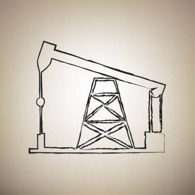 Petrol sondaj teçhizat işareti. Vektör. Fırça defterlerimiz siyah kutsal kişilerin resmi vasıl ışık 