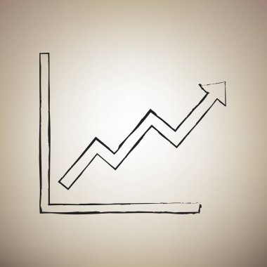 Çubuk grafik işareti büyüyen. Vektör. Fırça defterlerimiz siyah kutsal kişilerin resmi vasıl li